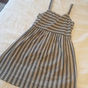 Loft black and white striped dress